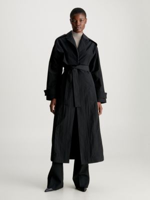 Calvin klein black trench coat sale