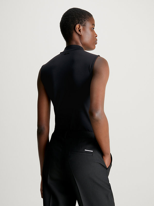 black stretch jersey bodysuit for women calvin klein