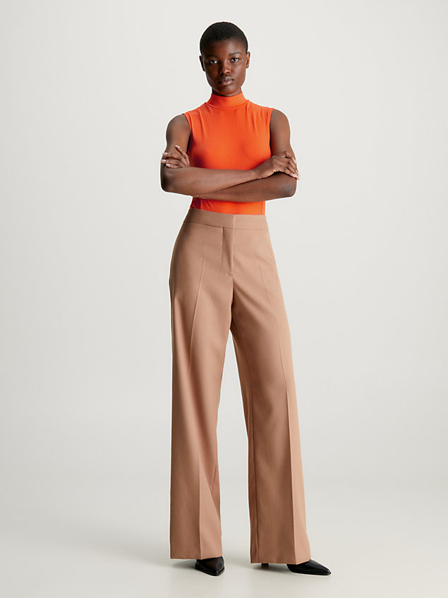 orange stretch jersey bodysuit for women calvin klein