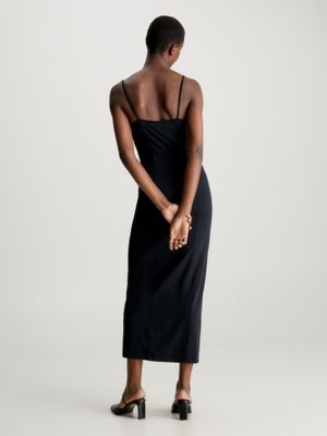 Slip Dress in Black Stretch Cady