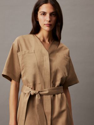 dune oversized linen belted shift dress for women calvin klein