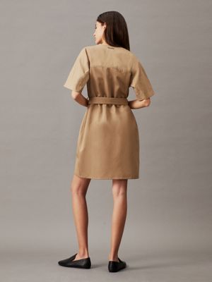 dune oversized linen belted shift dress for women calvin klein