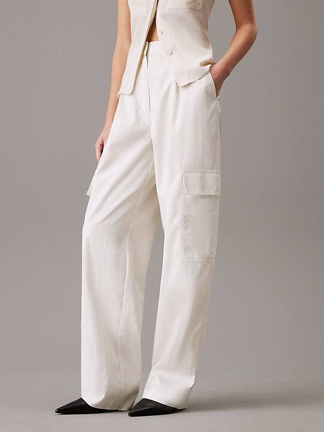 grey relaxed textured cargo trousers for women calvin klein