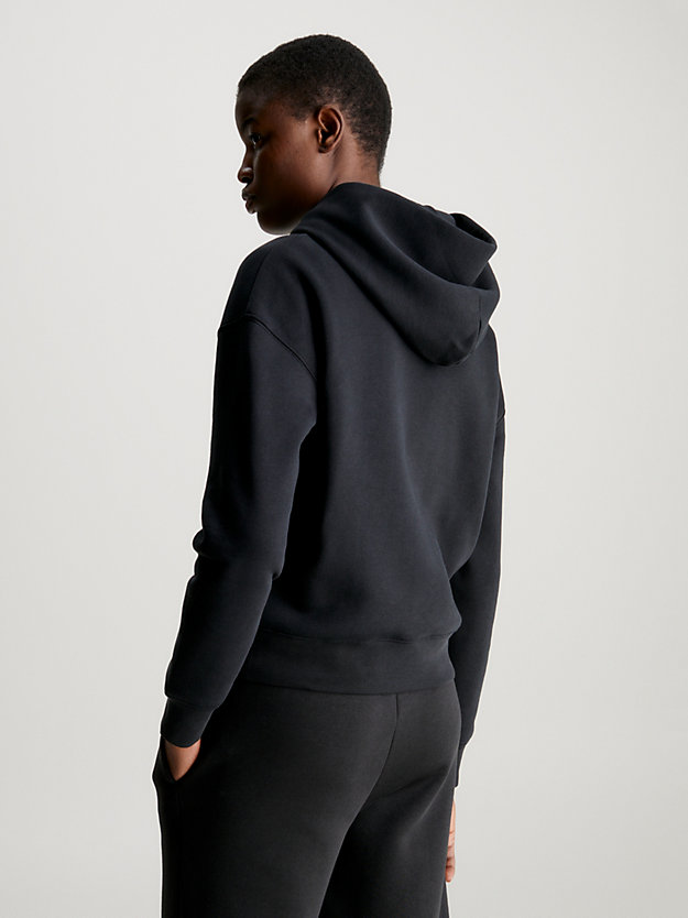 ck black relaxed cotton terry hoodie for women calvin klein