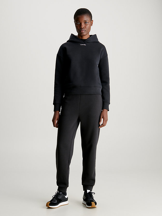 ck black relaxed cotton terry hoodie for women calvin klein