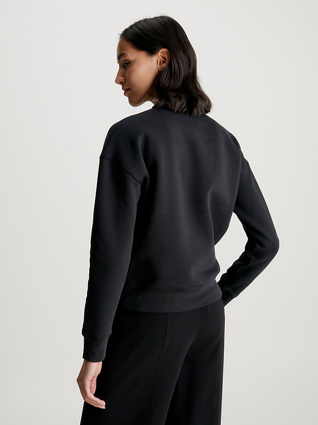black relaxed cotton terry sweatshirt for women calvin klein