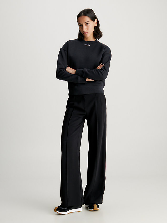 black swobodna bluza z bawełny frotte dla kobiety - calvin klein