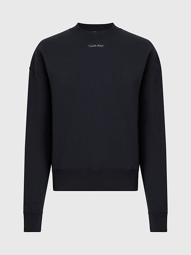 ck black relaxed cotton terry sweatshirt for women calvin klein