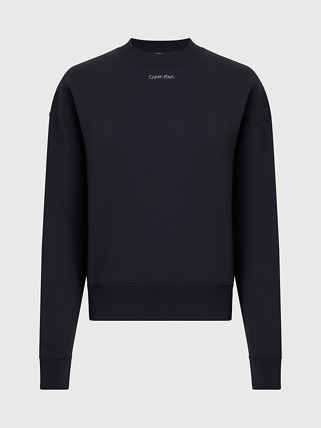 black lässiges sweatshirt aus baumwoll-frottee für damen - calvin klein