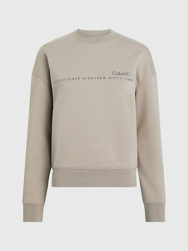 khaki relaxed logo-sweatshirt für damen - calvin klein