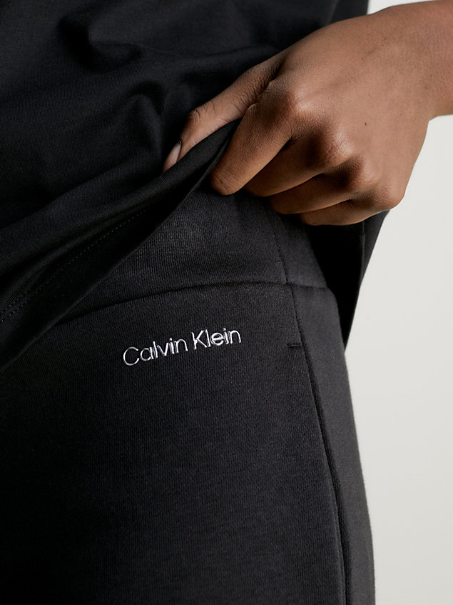 pantalón de chándal de felpa de algodón black de mujer calvin klein