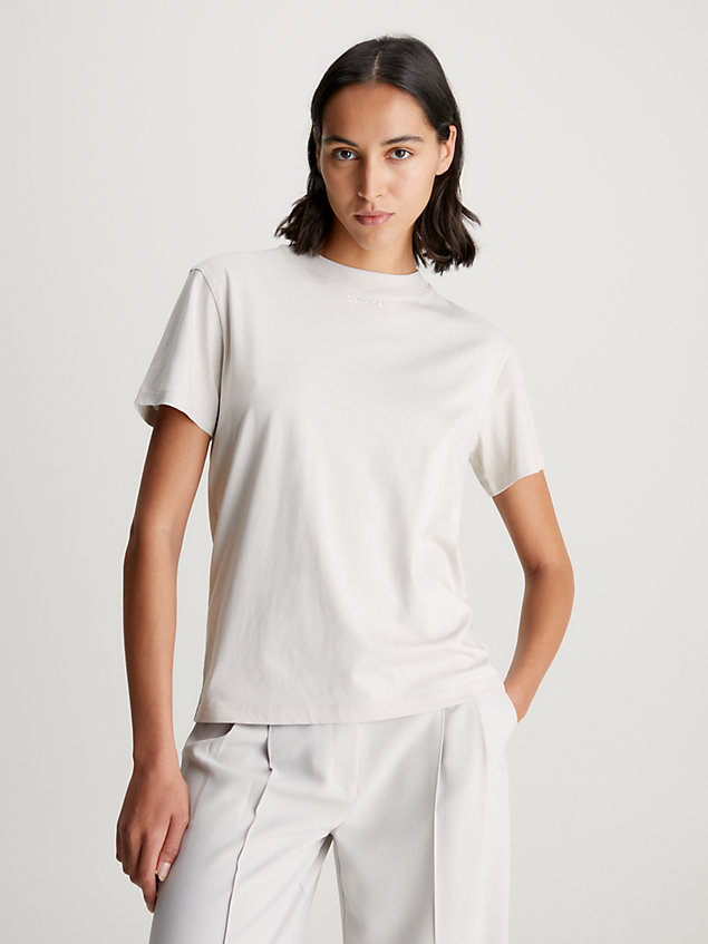 grey luźny t-shirt z minilogo dla kobiety - calvin klein