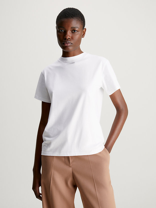 bright white relaxed t-shirt met micrologo voor dames - calvin klein