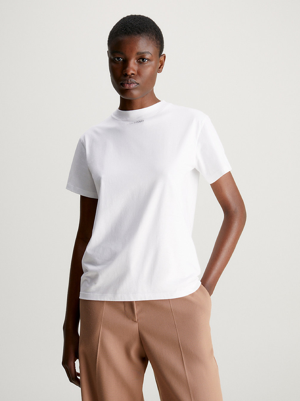 BRIGHT WHITE Relaxed T-Shirt Met Micrologo undefined dames Calvin Klein