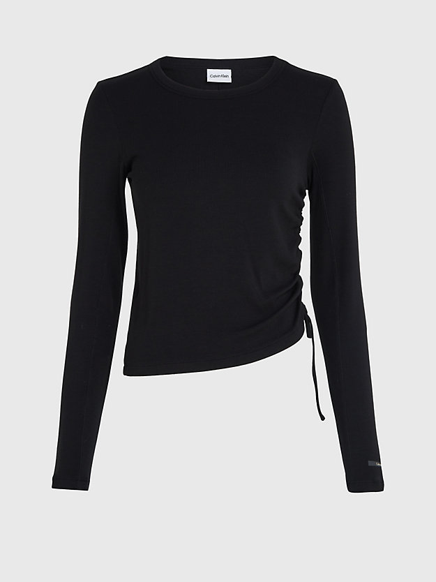 ck black wąski t-shirt ściągaczowy ze ściąganym sznureczkiem dla kobiety - calvin klein