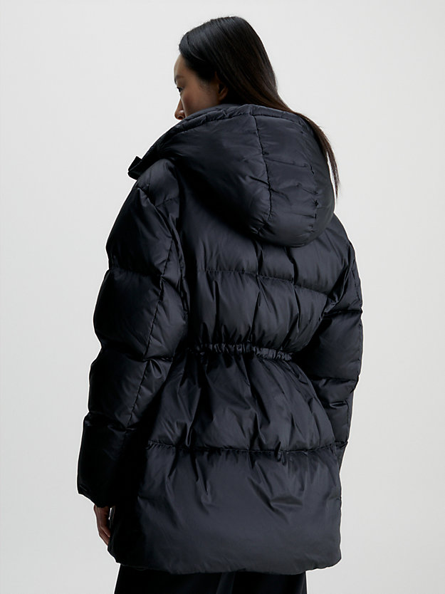 ck black waisted down padded jacket for women calvin klein