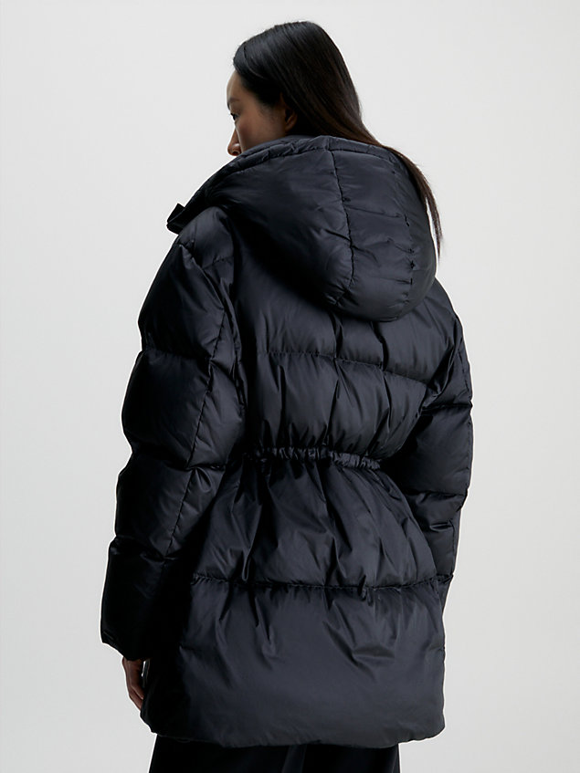 black waisted down padded jacket for women calvin klein