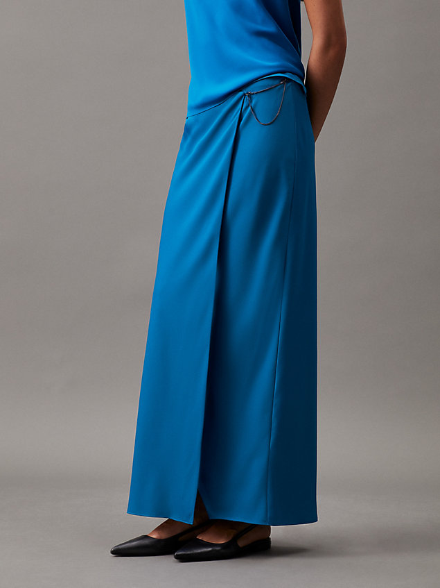 blue crepe maxi wrap skirt for women calvin klein