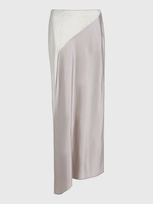 turtledove / sand pebble fitted colourblock maxi skirt for women calvin klein