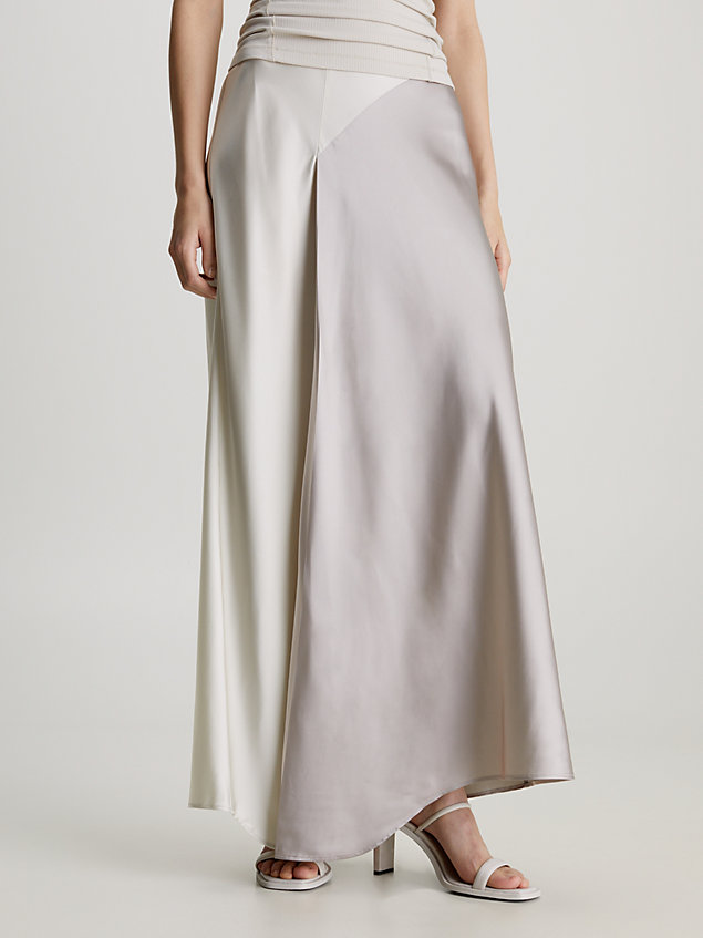 white fitted colourblock maxi skirt for women calvin klein