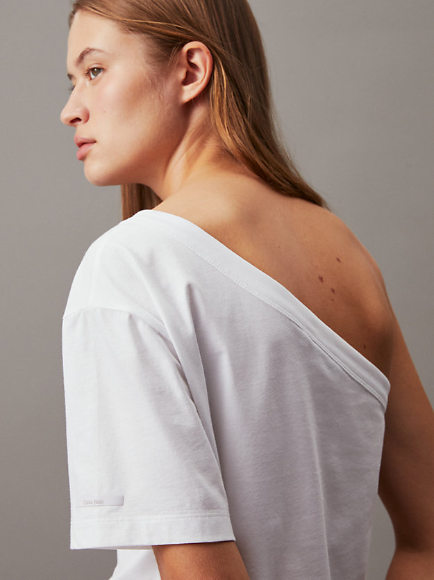 bright white one shoulder top for women calvin klein