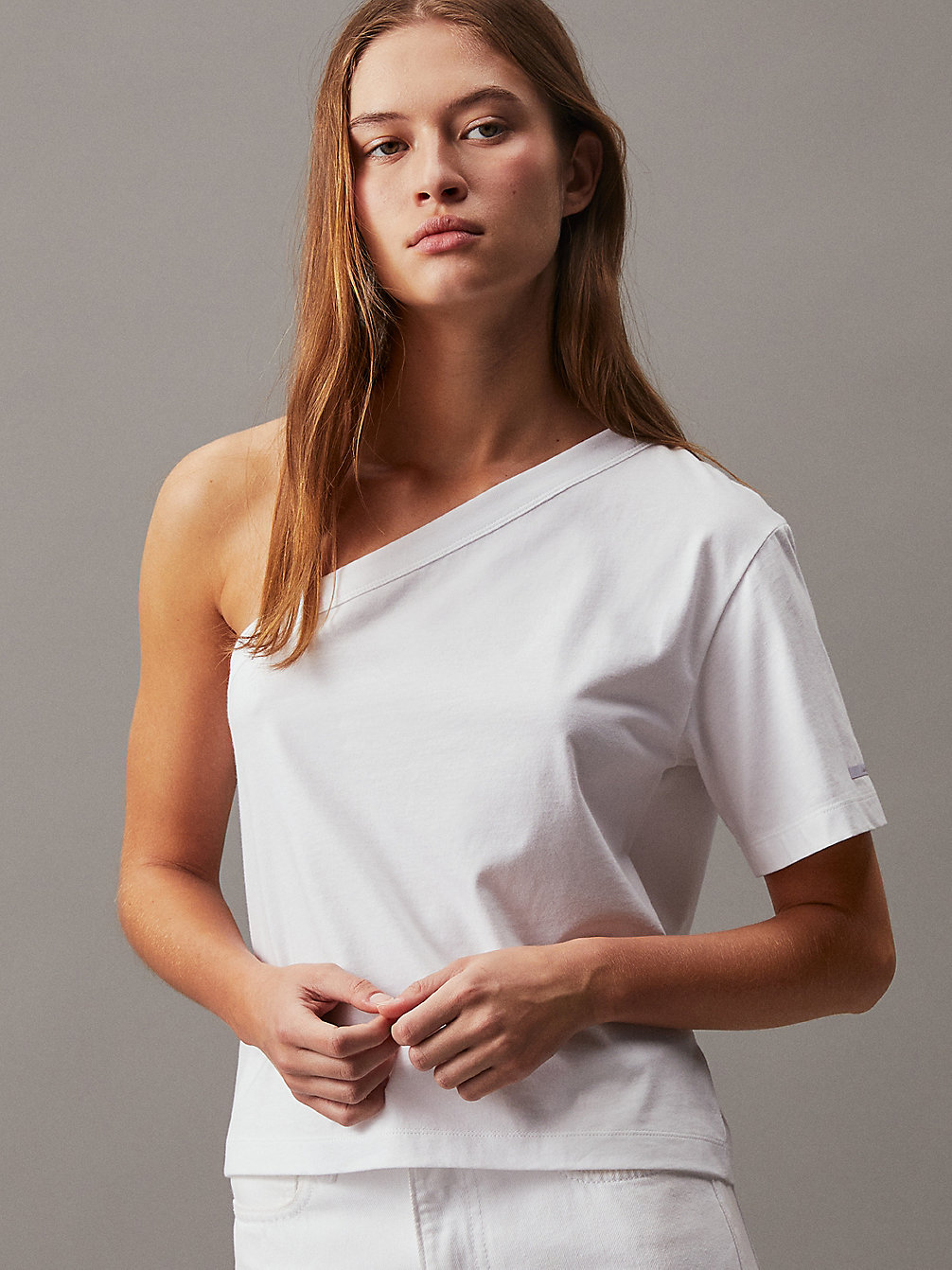 BRIGHT WHITE > One Shoulder Top > undefined Women - Calvin Klein