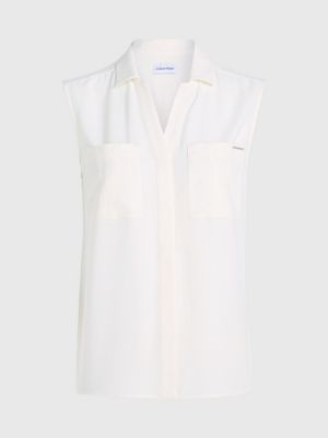 vanilla ice sleeveless pocket blouse for women calvin klein