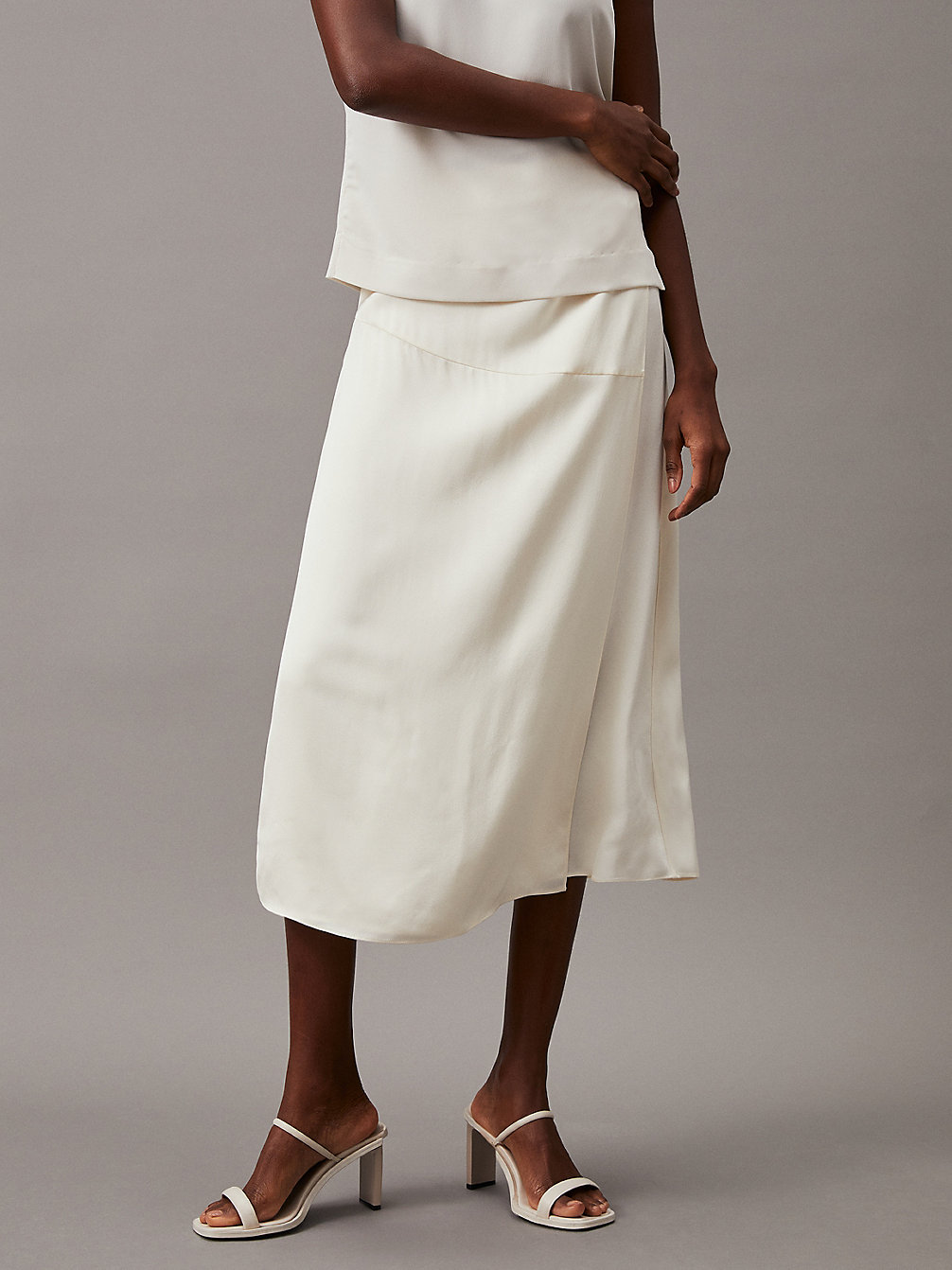 VANILLA ICE Shiny Satin Midi Wrap Skirt undefined Women Calvin Klein