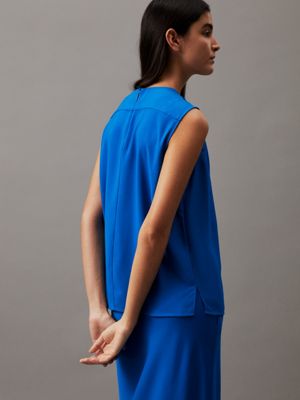 parrish blue keyhole neckline blouse for women calvin klein