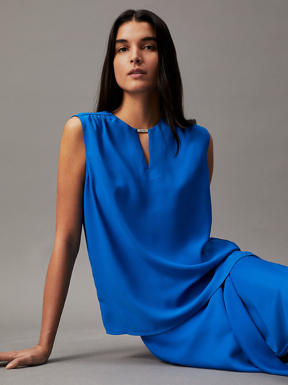 PARRISH BLUE Keyhole Neckline Blouse undefined Women Calvin Klein