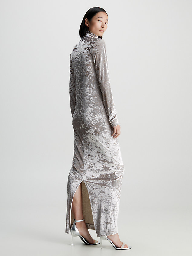 grey aksamitna sukienka z półgolfem dla kobiety - calvin klein