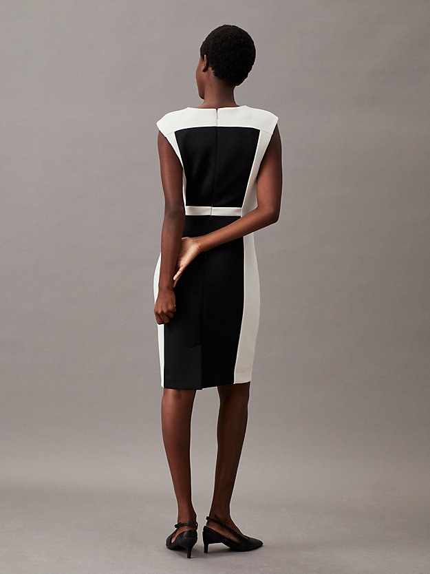 vestido slim color block de neopreno colourblock ck black / vanilla ice de mujeres calvin klein