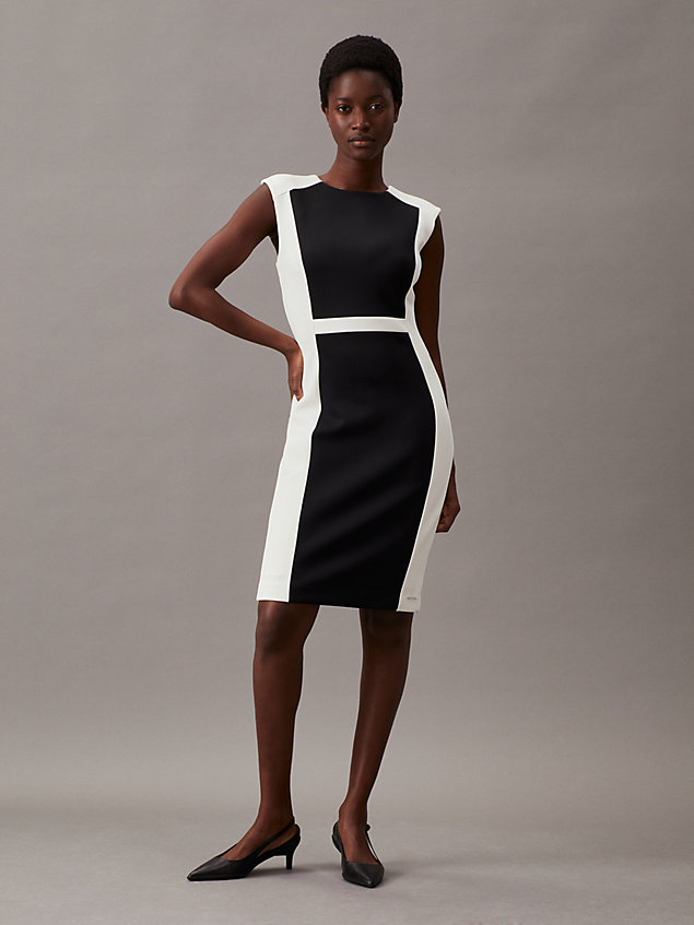 vestido slim color block de neopreno black de mujeres calvin klein