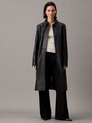 Oversized Textured Leather Coat Calvin Klein K20K207081BEH