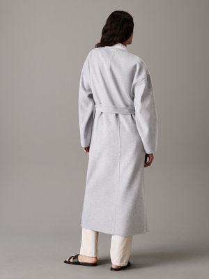 pale grey heather oversized double face wool coat for women calvin klein