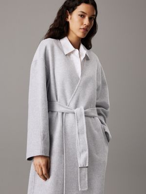 pale grey heather oversized double face wool coat for women calvin klein