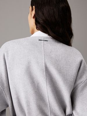 pale grey heather oversized double face wool coat for women calvin klein