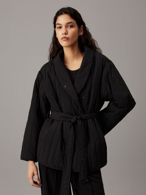 black padded wrap jacket for women calvin klein