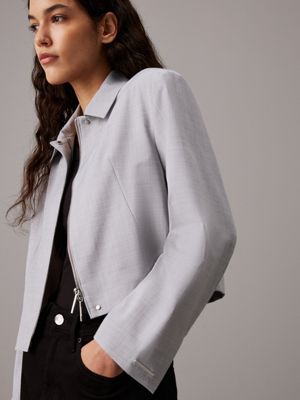 pale grey heather oversized suiting jacket for women calvin klein