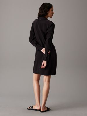 ck black relaxed twill shirt dress for women calvin klein