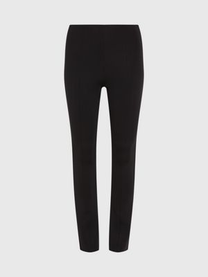 ck black slim flared knit trousers for women calvin klein