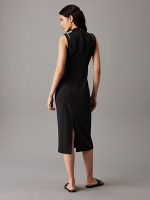 ck black fitted cut out dress for women calvin klein