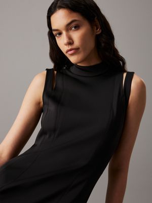 ck black fitted cut out dress for women calvin klein