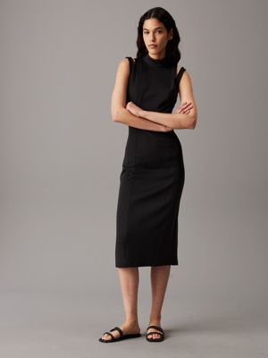 black fitted cut out dress for women calvin klein