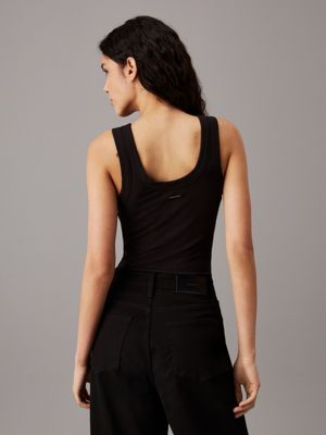 ck black slim ribbed modal tank top for women calvin klein