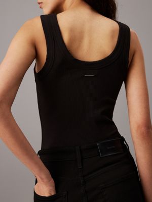 ck black slim ribbed modal tank top for women calvin klein