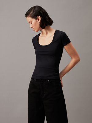 black slim top for women calvin klein