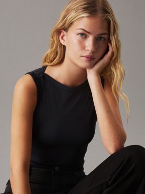 ck black schmales tanktop für damen - calvin klein