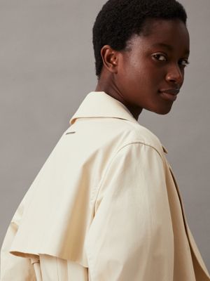 wood ash twill trench coat for women calvin klein