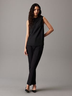 ck black crepe tank top for women calvin klein